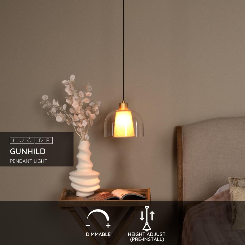 Lucide GUNHILD - Závesné svietidlo - Ø 24 cm - 1xE27 - Transparent